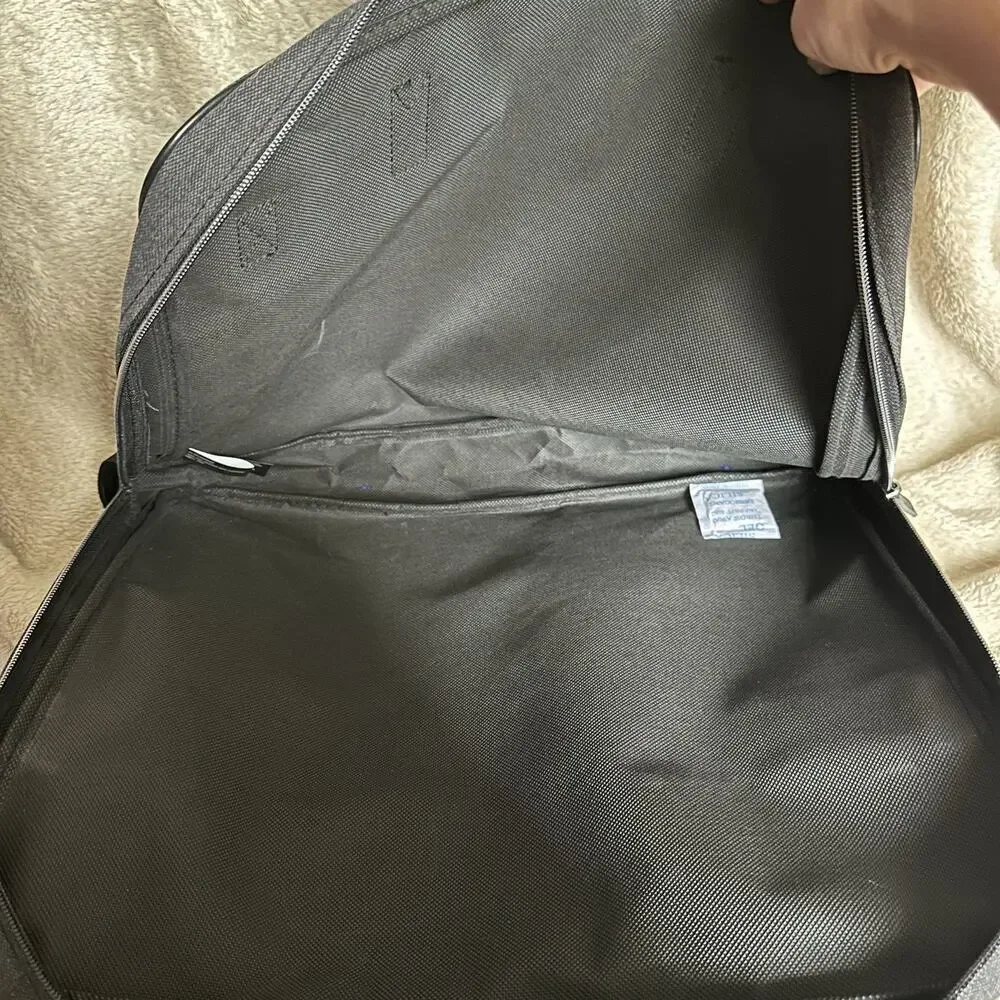 John Varvatos Weekender Laptop Messenger Bag Carryon Vinyl Travel Black Gray